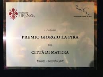 Conferenza delle Capitali europee della cultura, a Firenze  il Comune di Matera insignito del premio La Pira