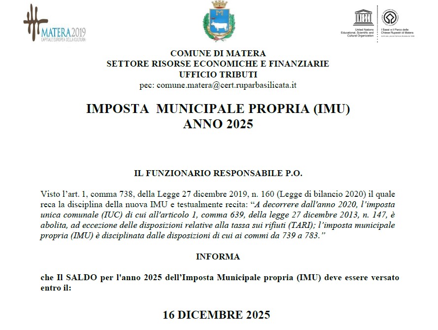 IMMAGINE AVVISO SALDO IMU 2025